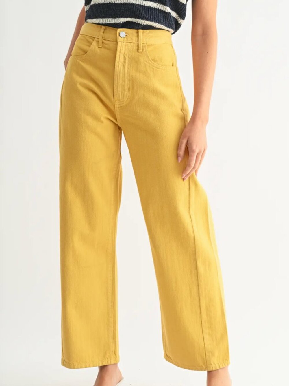 Sunshine Yellow Barrel Jeans Just Black Denim